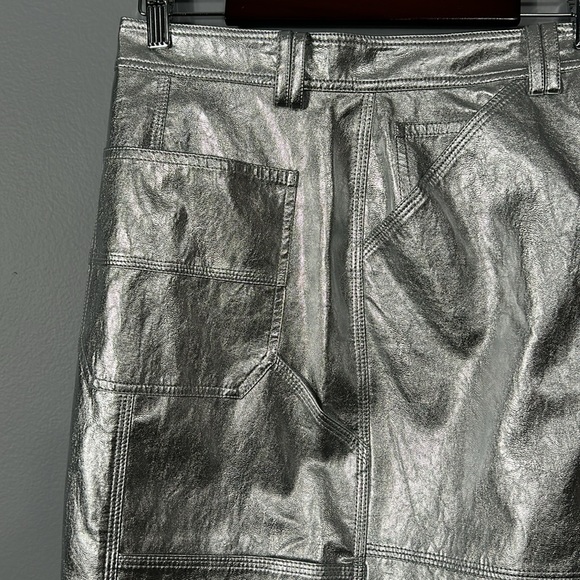 A.L.C.Alden Vegan Leather Midi Pencil Skirt Silver Metallic size 6 - Picture 17 of 17
